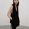 ZA Klasik Uzun Yelek Kadınlar Zarif Takım Elbise Bahar Sonbahar Kolsuz Ceketler Giyim Ofis Bayan İnce Yelek 210819