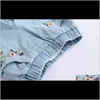 Pantalon bébé vêtements bébé maternité livraison directe 2021 enfants fleurs brodées mode Denim Shorts filles vêtements Style sauvage été Promotion