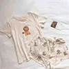 Pigiama da donna Abbigliamento da camera giapponese Abiti con stampa di cartoni animati con pantaloncini Abiti kawaii Estate 2 pezzi Set Pigiameria Pigiama 210809