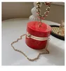 Acrylic cylindrical cosmetic bag Bright color beaded handle ladies dinner party bags Retro style cute Purse with chain handbag