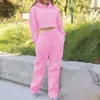 Kvinnor Pants Women's Capris Solid Color Suit huva breda ben med dragkörning Top Hoodie Tracksuit Women 2022 Sweatshirt 2 Piece