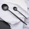 Matte Svart Silverware PatureWare Dinnerware 304 Rostfritt Stål Bestick Kniv Fork Sked Borning