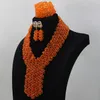 Earrings & Necklace Orange Color Handmade Beaded Seed Crystal Jewelry Set African Beads Women/bridal ALJ998