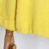 Сплошной цвет с разрезным вырезом вязаный свитер для женщин с рукавами «летучая мышь» Свободные пуловеры больших размеров Женские свитера 210524
