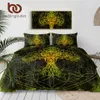 Beddingloutlet Luksusowy Pościel Drzewo Życia Duvet Cover King Size Golden Black Bed 3-częściowy Kwiatowy Bedspreads Hurtownie 210615