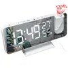 LED Dijital Alarm Akıllı Ayna ile FM Radyo Sıcaklık Nem Ekran Zaman Projeksiyon Masaüstü Uyandırma Saatleri