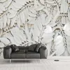 モダンな抽象芸術壁画壁紙3Dステレオホワイトリーフフォトウォールペーパーリビングルームスタディ創造的な家の装飾Papel de Parede