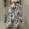 Yoga Outfit Dames Wide Pen Broek Vintage Bloem Multi-Print Casual met zakken Oversize Streetwear Jeans 2022