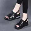 Sandals Lucyever Summer Women's Platform 2021 Peep Toe Chunky Wedges Sandalias Mujer Fashion Solid Color High Heels Sandal