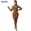 Camo Leopard Print Sexy 2 Piece Set Women Club Outfit High Neck Long Sleeve Crop Top och Strapless Open Back Bandage Maxi Dress 220302