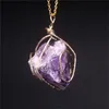 Nature Stone Pendants Amethyst Rose Quartz White Crystal Lemon Fluorite Charms Stones For Necklace 6 Colors2275043