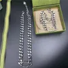 Colar de corrente de metal de luxo com pingente de cabeça de tigre pulseiras conjuntos de joias femininas de letras duplas de alta qualidade