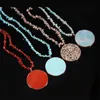 Pendant Necklaces High Quality Necklace Oblate Semi-Precious Stones Plus Gravel For Unisex Charm Jewelry Gift Length 80 Cm