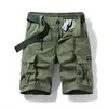 Sommar män armé shorts högkvalitativ multi-pocket ren bomull lastficka mode casual vandring lös 210714