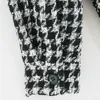 evfer women streetwear 검은 격자 무늬 느슨한 가을 outwear 재킷 여성 패션 단일 브레스트 houndstooth 두꺼운 코트 재킷 210922