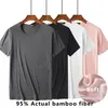Comfortable Men's Crew Neck Bamboo Fiber Viscose Undershirt Black White Gray Short Sleeve T Shirt Men Summer Tops Plus Size 4XL 220309