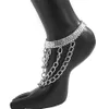 Goth Layered Chain Anklet för kvinnor Beach Foot Smycken Ben Armband Ankel Barefoot Sandaler Tillbehör 2021