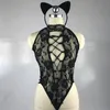 Bras Sets Sexy Lingerie Lace Black Perspective Women Teddy Cosplay Cat Uniform Erotic Costumes231n