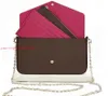 Projektanci Multi Pochette Feliciie Akcesoria torebka Oryginalna skórzana torba na ramieniu torebki 3 szsek torebki 326R