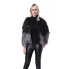 人工毛皮コート2色の女性の冬の長袖のジャケットショート211207