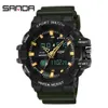 SANDA NEW Man Sports Military Watches Waterproof 30M Dual Display Quartz Mens Wristwatch Analog Watch For Men Relogio Masculino G1022