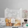 50 pcs Plástico Fosco Floco de Neve Padrão Café Pão de Pão Padaria Padaria Pastelaria Nougat Alimentos Takeaway Bolsas Embalagem Sacos 210402