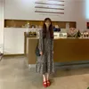 女性ドレスドレス春夏韓国ファッションビンテージプリントシフォンミディレディースエレガントルーズ服210329