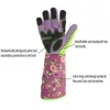 1 Pair Floral Print Gardening Gloves Faux Leather Long Sleeve Glove Women Non-Slip Cleaning Household Mitten