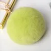 Luxury Fluffy Real Rex Rabbit Fur Ball Pompom Keychain Metal RIng Pendant Bag Charm