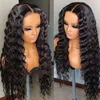 Lace Wigs 30 Inch Malaysian Loose Deep Wave Wig T Part Front Human Hair For Black Women180 Density 4x4 Curly Closure