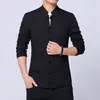 Jaquetas masculinas primavera e outono retrô jaqueta masculina preto cinza casacos estilo chinês tamanho grande 5xl casaco Tang