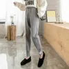 High Waist Harem Pants Women Autumn Winter Twist Wool Knitted Ankle-Length Trouser Elastic Lace-up Women's 210601