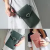 Plånböcker 19.5 * 14cm Kvinnor Tjej Crossbody Cell Phone Purse Smart Wallet Leather Shoulder Strap Bag