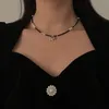 TIMEONLY moda coreana imitación perla mariposa corazón gargantilla collares para mujeres damas negro blanco joyería collar barroco