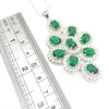 Boucles d'oreilles collier zircon cubique argent 925 ensembles de bijoux pour femmes vert grand CZ créé pendentif et boucle d'oreille dames