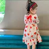 1Y-6Y Çocuklar Kız Yaz Elbise Toddler Bebek Çocuk Kız Çilek Dantelli Elbise Parti Noel Prenses Elbiseler Giysileri Vestidos Q0716