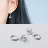 Ensembles de bijoux Colliers pour femmes en cristal Or plaqué argent deux pièces ensemble évidé petit collier de cube de zircon Boucles d'oreilles pour dame Mode diamant