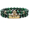 Bracelet d'amour brins de perles de zircone cubique boule de cuivre green tigre Œil Couples Couples Hommes Femmes Bracelets