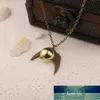 Golden Snitch Necklace Quidditch Fly Ball Antik Brons Silver Färg Vinge Hängsmycke Steampunk Vintage Movie Smycken Män Partihandel Fabrikspris Expert Design