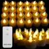 Pack med 24 Flickrande Flamess Led Tealights Fjärrkontroll Batteridriven ljus för hemmiddagsfest Juldekoration 210702