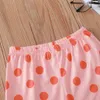 Summer Dzieci Zestawy Casual Krótki Rękaw O Neck Drukuj Żyrafa T-shirt Dot Pink Shorts Cute 2szt Girl Clothing 1-8t 210629