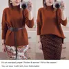 Kvinnor Mock Neck Pullovers tröja Högkvalitativ Stora Jumper Split Fall Vinter Kläder Beige Lila Grön 8 Färger C-232 Y1110