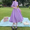 Japanisches Sommer-Frauen-Lolita-Stil-Kleid mit Peter-Pan-Kragen, weiß, lila, Fee, Prinzessin, elegant, Kawaii-Rüschen, süß, ES 210520