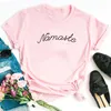 Namaste الجرافيك الزى المرأة قصيرة الأكمام القطن القمصان الأسود فام تي شيرت قمم الأبيض camisetas موهير 210623