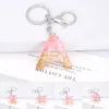 Roze Alfabet Sleutelhanger Engelse Brief Sleutelhanger Glitter Gradiënt Hars Goud Blad Ambachten Auto Mirror Handtas Charms Gift Accessoires