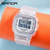 SANDA Fashion Sport Watch Donna Cinturino trasparente LED Digital Clock Ladies Electronic Reloj Mujer Relogio Feminino 2009 210616