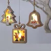 Ciondolo in legno illuminato di Natale Albero di Natale Campana Regalo Ciondolo appeso a forma di stella Merry Xmas Tree Hanging Ornament DH5750