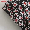 Tangada Summer Women Flowers Print French Style Square Collar Dress Puff Short Sleeve Ladies Sundress 3H476 210609