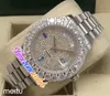 44mm Dag Datum A2813 Automatisk mens Watch Big Diamond Bezel Silver Gypsophila Dial Colors Stickmarkörer Rostfritt Stål Armband Klockor TimeZoneWatch E16C2