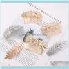 Fasce per capelli Gioielli per capelli Color oro Clip per foglie in metallo Ragazze Pin Barrette Fiori Pettine per strass Forcine per capelli Donna Aessories Gioielli Drop Delivery 2